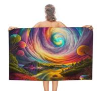 sinyumoney Ensemble de Serviettes de Plage Ultra Douces « Portail Arc-en-Ciel tourbillonnant dans Un Paysage Fantastique », idéal pour Les Voyages, Le Camping et la Plage (130 cm x 80 cm).