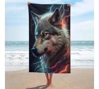 sinyumoney Ensemble de Serviettes Electric Wolf Portrait -1 Basics : Serviette de Plage Ultra Douce et absorbante pour la Salle de Bain, la Piscine, la Plage et Les Voyages, 130 cm x 80 cm