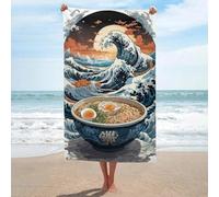 sinyumoney Ensemble de Serviettes Grate Ramen Wave Tsunami Basics : Serviette de Plage légère, Douce et absorbante pour Les Voyages, Le Camping et la Plage (130 cm x 80 cm).