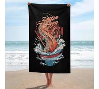 sinyumoney Ensemble de Serviettes Ramen Dragon Basics - Serviette de Plage légère, Douce et absorbante, idéale pour la Plage (130 cm x 80 cm).