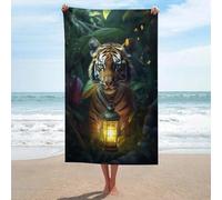 sinyumoney Ensemble de Serviettes Tiger Lantern Jungle Basics : Serviette de Plage Ultra Douce et absorbante pour la Salle de Bain, la Piscine, la Plage et Les Voyages (130 cm x 80 cm).