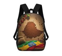 sinyumoney Ethiopia Coffee Map with Flag Sac À Dos Scolaire Imprimé En 3D Pour Garçons Et Filles, Sac À Dos Pour Ordinateur Portable Pour Enfants/étudiants/adultes 17inch