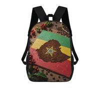 sinyumoney Ethiopia Flag Coffee Bean Art Sacs À Dos Pour Enfants, Sac À Dos Scolaire, Sac À Dos Imprimé En 3D Pour Enfants, Sac À Dos De Voyage, Sac À Livres, Sac D'école Pour Enfants 17inch