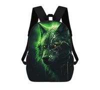 sinyumoney Evil Black Wolf in Green Sacs À Dos Imprimés En 3D Pour Enfants, Sacs D'école Tendance Pour Garçons, Sacs De Voyage, Sacs Scolaires Pour Élèves Du Primaire 17inch