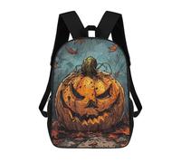 sinyumoney Evil Pumpkin Illustration Sac À Dos Scolaire Pour Enfants 17 Pouces, Sac À Dos Décontracté Pour Les Voyages, Grand Sac À Dos De Jour Pour Garçons Et Filles 17inch