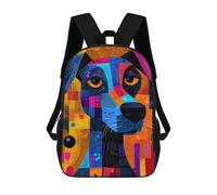 sinyumoney Expressionist Geometry Dog - Vibrant Abstract Canine Art Sac À Dos Imprimé Pour Enfants, Sac D'école, Sac De Voyage Pour Adultes Et Enfants 17inch