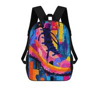 sinyumoney Expressionist Geometry Sneaker - Vibrant Abstract Street Art Sacs À Dos Imprimés En 3D Pour Enfants, Sacs D'école Tendance Pour Garçons, Élèves Du Primaire Et Du Collège 17inch