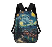 sinyumoney Expressionist The Starry Night - Bold Contemporary Art Reinterpretation Sac À Dos Enfant, Cartable Imprimé En 3D Pour Garçons Et Adolescents 17inch
