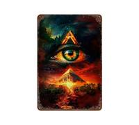 sinyumoney Eye of The Pyramid Mystic Vision Plaques Métalliques Humoristiques Pour Bureau, Atelier, Salle De Jeux, Bar, Cuisine11.8 x7.9