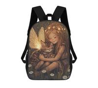 sinyumoney Fairy Girl with Cat Sacs À Dos 17 Pouces Pour Enfants, Sacs D'école Imprimés En 3D Pour Élèves Du Primaire Et Du Collège, Garçons Et Filles