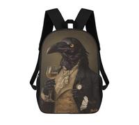 sinyumoney Fancy Gothic Raven Gentleman Portrait Sacs À Dos Scolaires Pour Enfants, Sac D'école Imprimé En 3D Pour Garçons, Élèves Du Primaire Et Du Collège 17inch