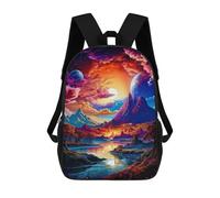 sinyumoney Fantasy Alien Landscape -5 Sac À Dos Scolaire Pour Enfants, Imprimé En 3D, Pour Garçons, Élèves Du Primaire Et Du Collège 17inch