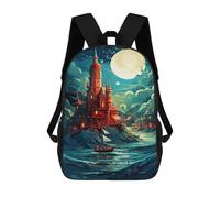 sinyumoney Fantasy Castle by Moonlight Sac À Dos Pour Garçons Et Adolescents, Sacs À Dos Pour Filles, Sacs À Dos Pour Tout-petits, Sacs À Livres Pour L'école Primaire Et Le Collège 17inch