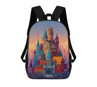 sinyumoney Fantasy Castle Illustration Sac À Dos Scolaire Pour Enfants 17 Pouces, Sac À Dos Décontracté Pour Les Voyages, Grand Sac À Dos De Jour Pour Garçons Et Filles 17inch