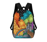 sinyumoney Fantasy Castle Rainbow Bridge Sac À Dos Scolaire Pour Enfants, Imprimé En 3D, Tendance Et Décontracté, Pour Garçons, Élèves Du Primaire Et Du Collège 17inch