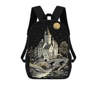 sinyumoney Fantasy Castle Under Moonlight Illustration Sac À Dos Enfant, Cartable Imprimé En 3D Pour Garçons Et Adolescents 17inch