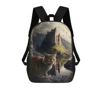 sinyumoney Fantasy Cat Castle Reflection Sac À Dos Scolaire Pour Enfants, 43 Cm (17 Pouces), Imprimé En 3D, Pour Garçons, Élèves Du Primaire Et Du Collège