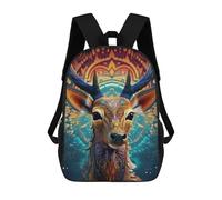 sinyumoney Fantasy Deer Portrait -1 Sac À Dos Imprimé En 3D, Sac D'école Décontracté Et Tendance Pour Enfants, Sac D'école Pour Garçons, Collégiens 17inch
