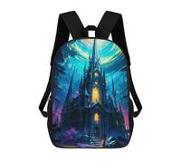 sinyumoney Fantasy European Castle Sac À Dos Scolaire Imprimé En 3D Pour Enfants, Sac À Dos De Voyage Tendance Et Décontracté Pour Écoliers 17inch