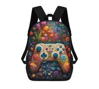 sinyumoney Fantasy Floral Game Controller Sac À Dos Scolaire Pour Enfants 17 Pouces, Sac À Dos Décontracté Pour Les Voyages, Grand Sac À Dos De Jour Pour Garçons Et Filles 17inch