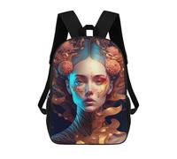 sinyumoney Fantasy Floral Headpiece Artwork Sac À Dos Scolaire Imprimé En 3D Pour Enfants, Sac À Dos Garçon/fille, Sac De Voyage Pour Enfants 17inch