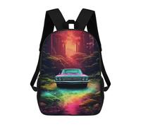 sinyumoney Fantasy Forest Car Adventure 17inch Sac À Dos Scolaire Imprimé En 3D Pour Enfants, Style Décontracté Et Tendance, Idéal Pour Les Voyages Et Les Études.