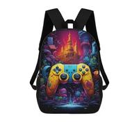 sinyumoney Fantasy Game Controller Artwork Sac À Dos Scolaire Pour Enfants 17 Pouces, Sac À Dos Décontracté Pour Les Voyages, Grand Sac À Dos De Jour Pour Garçons Et Filles 17inch