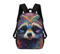 sinyumoney Fantasy Garden Architecture Sac à dos d'écolier Impression 3D Sac d'école pour garçons et filles Sac à dos pour enfants Sac à dos de voyage, Illustration Raccoon colorée, 17"
