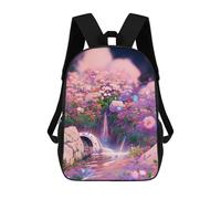 sinyumoney Fantasy Garden with Waterfall Sac À Dos Enfant, Sac D'école, Sac À Dos Imprimé 3D Avec Motif De Dessin Animé, Grande Capacité, Pour Garçons Et Filles 17inch