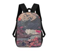 sinyumoney Fantasy Landscape with Pink Birds Sac À Dos Imprimé En 3D, Sac D'école Décontracté Et Tendance Pour Enfants, Sac D'école Pour Garçons, Collégiens 17inch