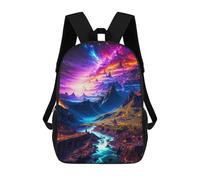 sinyumoney Fantasy Landscape with River And Mountains Sacs À Dos Scolaires Pour Garçons Et Filles, Sacs À Dos Décontractés Pour Le Sport, Sacs À Dos De Grande Capacité Pour L'école Primaire 17inch