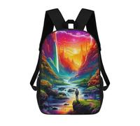 sinyumoney Fantasy Landscape with Waterfall Sacs À Dos Pour Enfants, Cartables 3D Personnalisés Pour Garçons Et Filles, Grands Sacs À Dos Scolaires Décontractés 17inch