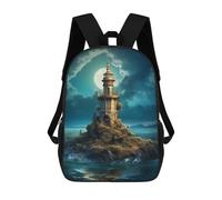 sinyumoney Fantasy Lighthouse Sac À Dos Scolaire Pour Filles Et Garçons, Grande Capacité, Léger, Pour Enfants Et Étudiants 17inch