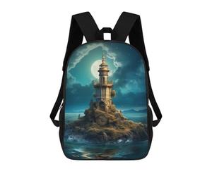 sinyumoney Fantasy Lighthouse Sac À Dos Scolaire Pour Filles Et Garçons, Grande Capacité, Léger, Pour Enfants Et Étudiants 17inch