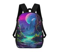 sinyumoney Fantasy Moonlit Jungle Scene Sacs À Dos Tendance Imprimés En 3D 17inch Sac D'école Décontracté Pour Enfants, Garçons, Élèves Du Primaire Et Du Collège
