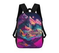 sinyumoney Fantasy Mountain Reflections Sac À Dos Scolaire Pour Enfants, Grand Sac À Dos 3D, Cadeau Pour Enfants 17inch