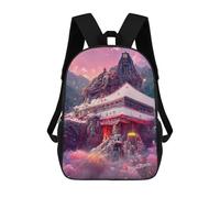 sinyumoney Fantasy Mountain Temple Sac À Dos Scolaire Pour Enfants, Imprimé En 3D, Tendance Et Décontracté, Pour Garçons, Élèves Du Primaire Et Du Collège 17inch