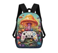 sinyumoney Fantasy Mushroom Forest with Controller Sac À Dos Scolaire Pour Enfants, Grand Sac À Dos 3D, Cadeau Pour Enfants 17inch