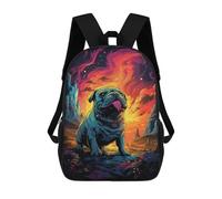 sinyumoney Fantasy Pug in Space 17inch Sac À Dos Scolaire Imprimé En 3D Pour Enfants, Style Décontracté Et Tendance, Idéal Pour Les Voyages Et Les Études.