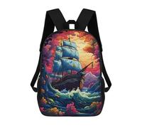sinyumoney Fantasy Sailing Adventure Sac À Dos Scolaire Pour Enfants, Imprimé En 3D, Pour Garçons, Élèves Du Primaire Et Du Collège 17inch