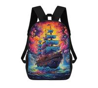 sinyumoney Fantasy Sailing Ship -11 Sac À Dos Imprimé En 3D, Sac D'école Décontracté Et Tendance Pour Enfants, Sac D'école Pour Garçons, Collégiens 17inch