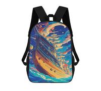 sinyumoney Fantasy Sailing Ship -4 Sac À Dos Scolaire Pour Enfants, Imprimé En 3D, Tendance Et Décontracté, Pour Garçons, Élèves Du Primaire Et Du Collège 17inch
