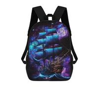 sinyumoney Fantasy Sailing Ship Art Print -2 Sacs À Dos Tendance Imprimés En 3D 17inch Sac D'école Décontracté Pour Enfants, Garçons, Élèves Du Primaire Et Du Collège