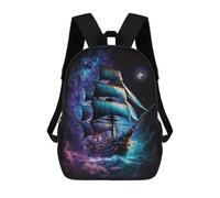 sinyumoney Fantasy Sailing Ship Art Print -3 Sac À Dos Scolaire Pour Enfants, 43 Cm (17 Pouces), Imprimé En 3D, Pour Garçons, Élèves Du Primaire Et Du Collège