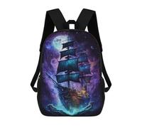 sinyumoney Fantasy Sailing Ship in Space Sacs À Dos Tendance Imprimés En 3D 17inch Sac D'école Décontracté Pour Enfants, Garçons, Élèves Du Primaire Et Du Collège