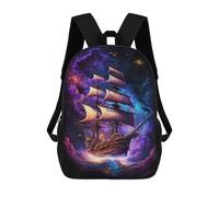 sinyumoney Fantasy Sailing Ship in Starry Sky Sac À Dos Scolaire/secondaire/décontracté/voyage Pour Adolescents (filles, Garçons, Femmes, Hommes) 17inch