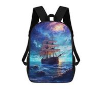 sinyumoney Fantasy Sailing Ship Ocean Artwork Sacs À Dos Pour Enfants, Sac À Dos Scolaire Imprimé En 3D Pour Enfants, Sac À Dos De Voyage, Sac À Livres Pour Enfants 17inch Sac D'école