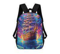 sinyumoney Fantasy Sailing Ship Sac À Dos Scolaire Imprimé En 3D Pour Enfants, Sac À Dos De Voyage Tendance Et Décontracté Pour Écoliers 17inch