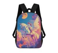 sinyumoney Fantasy Unicorn Ride in Clouds -1 Sac À Dos Scolaire Imprimé En 3D Pour Garçons Et Filles, Sac À Dos Pour Enfants, Sac De Voyage 17inch