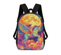 sinyumoney Fantasy Unicorn Ride Moonlit Sky Sacs À Dos, Sac À Dos Enfant, Sac D'école, Sac À Dos De Voyage Imprimé En 3D, Accessoire De Mode, Sac À Dos Imperméable Pour Enfants 17inch